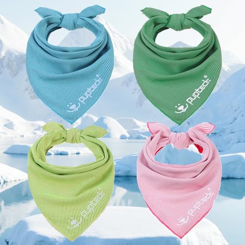 PUPTECK Dog Cooling Bandana for Hot Summer, 4 Pack Spring Cat Pet Scarf Instant Cooling Towels, Ice Neck Cooler Wraps for ...
