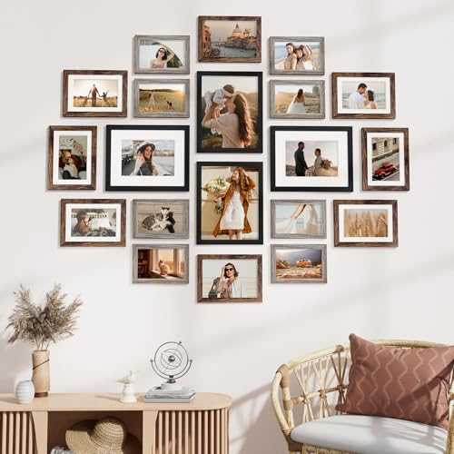 Vittanly 20 Pack Picture Frames Collage Wall Decor, Multi Sizes Including 4pcs 8x10, 8pcs 5x7 and 8pcs 4x6 Photo Frames, G...