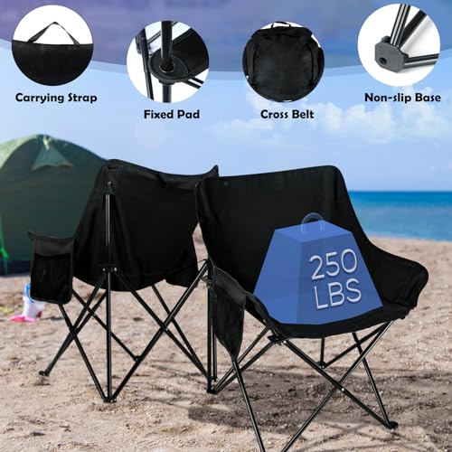 HaSteeL Camping Chair for Adults, Compact Folding Portable Chairs Set with Side Pockets for Outdoors Fishing, Hiking, Back...