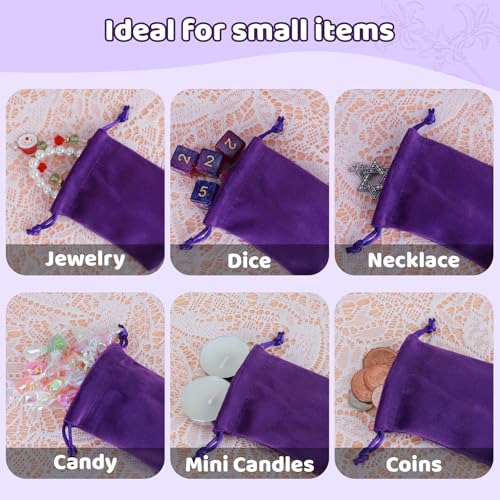 Tapleap Velvet Jewelry Bags with Drawstring, Small Coin Purse, Dice Pouch for Wrapping Easter, Wedding Party and Bridal Sh...