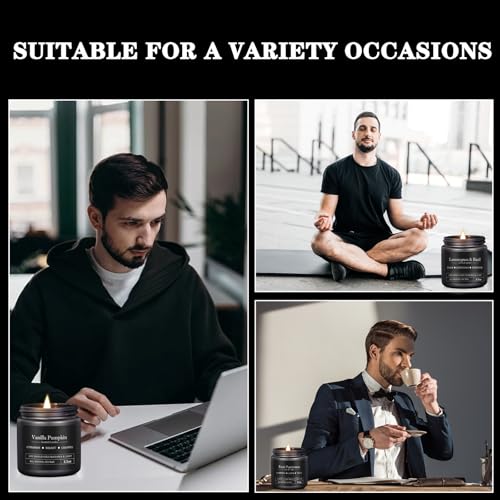 10 Pack Scented Candles for Men, Masculine Candle Gift Set with Woody & Fresh Scents, Soy Wax Aromatherapy Candles for Hom...