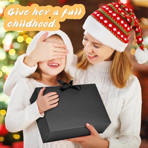 WLUSEAXI 12Pack Black Gift Boxes with Lids, 12×9.8×3.1 Inch Groomsmen Proposal Box, Luxury Black Gift Box with Ribbon for ...