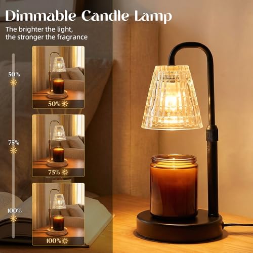 Glimra Candle Warmer Lamp with Timer,Dimmable Candle Warmwr for Jar Candles,Adjustable Cabdle Warmer Birthday Gifts,for Mo...
