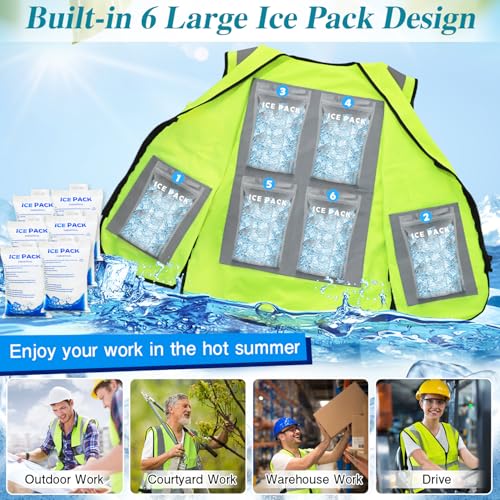 HJDHS Cooling Ice Vest with 24pcs Ice Pack - Cooling Vest with Adjustable Strap Cool Vest with Pockets