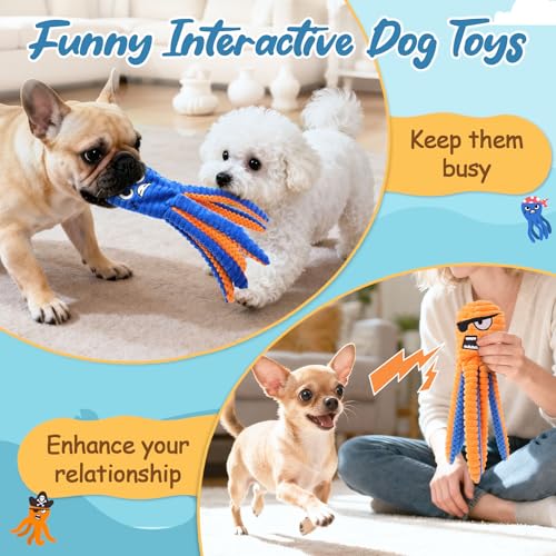Zeaxuie Dog Toys for Aggressive Chewers, 2 Pack No Stuffing Dog Toys for Teething, Squeaky Chew Toy to Keep Them Busy for ...