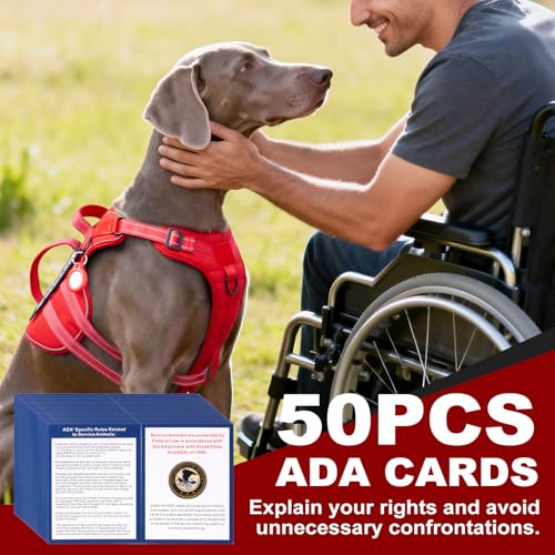 Service Dog Harness + ID Tag 50 ADA Information Cards - No Pull Dog Vest 10 PCS Removable Patches - Reflective Emotional S...