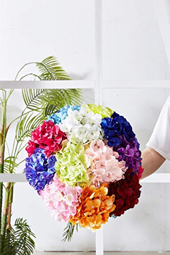 KISLOHUM 10Pcs Artificial Hydrangea Flowers Blush Heads Fake Hydrangea Silk Flowers for Wedding Centerpieces Bouquets DIY ...
