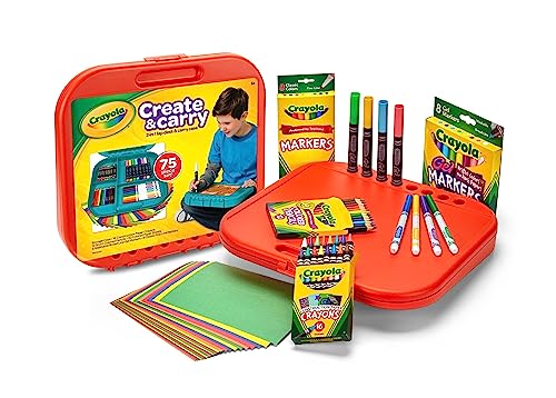 Crayola Create 'N Carry Travel Art Set for Kids (75pcs), 2-in-1 Lap Desk & Carrying Case, Essential Easter Basket Stuffer...
