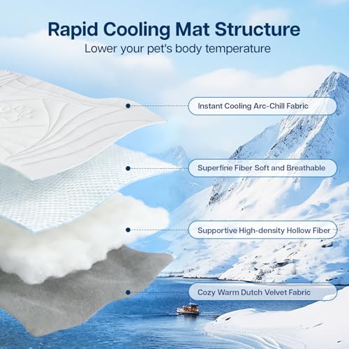 Petrendy Dog Cooling Mat, 48"x28" Cooling Mat for Large Dogs, Arc-Chill Cold Fabric Delivers Rapid and Lasting Cool (Q-Ma...