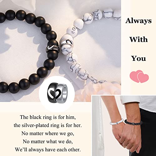 UNGENT THEM Matching Couple Ring Bracelets for Boyfriend Girlfriend Husband Wife Valentines Anniversary Birthday Engagemen...