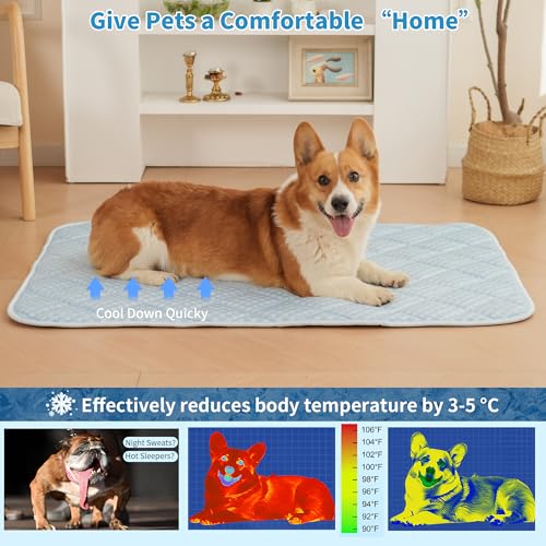 Petvolve Dog Cooling Mat, Washable Cooling Mat for Dog, Foldable Kennel Pet Bed, Cool Pad (Cool &Warm Surface) for All Sea...