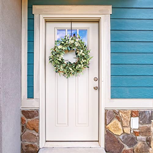 Pinkpum 20'' Eucalyptus Wreath for Front Door, Porch, Window - Green Decor for Home, Farmhouse - Spring, Summer, Fall, All...