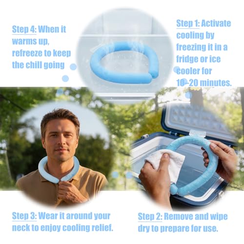 2 PCS Neck Cooling Tube,with Insulated Carry Bag,Reusable Ice Pack,Neck Coolers for Hot Weather,Ice Ring for Summer Heat,P...