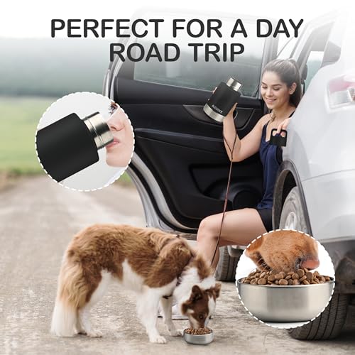 KEWIXY Insulated Dog Travel Water Bottle with Detachable Bowls, 3 in 1 Portable Dog Water Bottle Dispenser, Dog Accessorie...