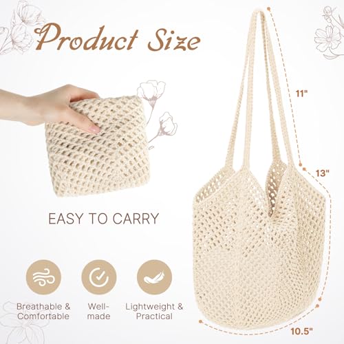 Crochet Tote Beach Bags for Women, Mesh Beach Tote Knit Bag, Summer Vacation Aesthetic Boho Hobo Shoulder Bag