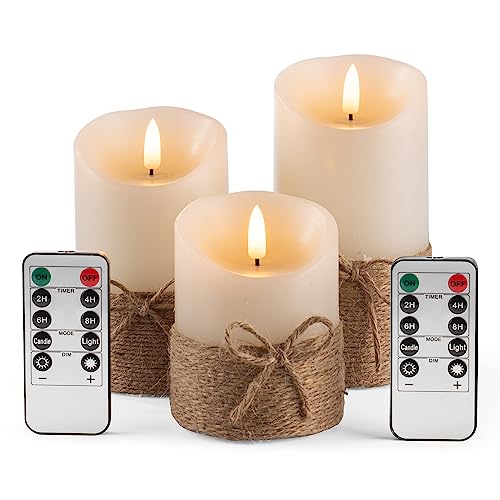AKU TONPA Flameless Candles Battery Operated Pillar Real Wax Electric LED Candle Gift Set with Remote Control and Timer, ...