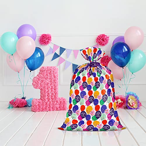 WRAPAHOLIC 56" Large Birthday Plastic Gift Bag - Colorful Balloon with Confetti Design for Kids Birthdays, Parties or Cele...