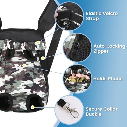 Dog Backpack Carrier, Front Pocket for Essentials, Pet Sling Front Backpacks for Small Medium Dogs 7-11 Lbs, Legs Out, Adj...