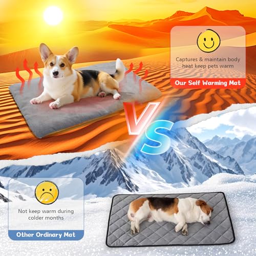 Self Warming Cat Bed Mat for Indoor Cat & Small Dogs, 26" x 17" Double-Sided Dog Warming Mat & Self Cooling Pet Pad, Refle...