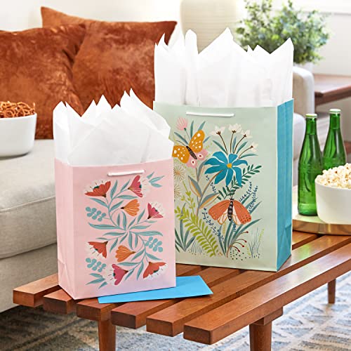 Hallmark Spring Gift Bags in Assorted Sizes (8 Bags: 4 Medium 9", 4 Large 13") Florals, Lemons, Teal, Pink and Yellow for ...