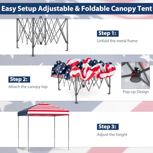 Tangkula 6.6x6.6 Ft Pop Up Canopy, 1 Person Instant Setup Portable Canopy Tent with Center Lock, UPF 50+ Sun Protection, 8...