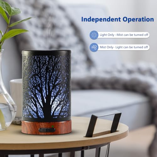 EQUSUPRO Essential Oil Diffuser 150ml Black Metal Aromatherapy Oil Diffuser Ultrasonic Cool Mist Diffuser with Auto Shut-O...