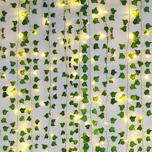 Freyalife Fake Vines for Room Decor(24Pack168Ft),with CE Certified 160 LED String Lights,Artificial Plant Ivy for Aestheti...