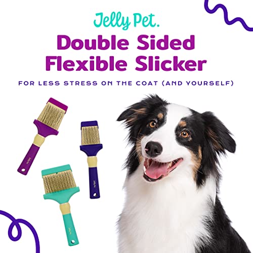 GROOMERSPRO Jelly Pet Double Sided Slicker Brush, Longer Pin, Flexible Head, Fine/Coarse Sides, Removes Unwanted Tangles, ...