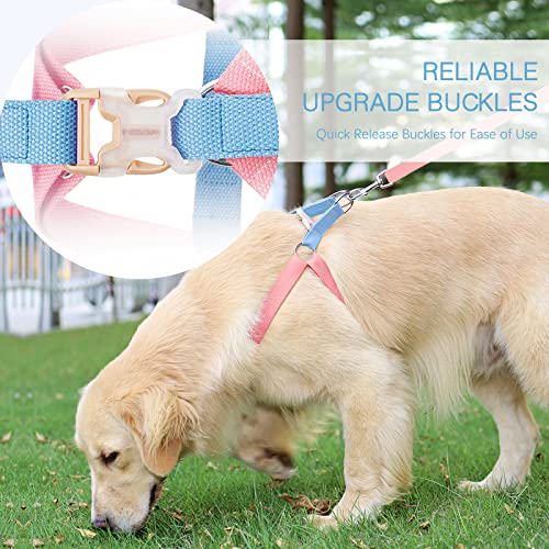 No Pull Dog Harness and Leash Set, Step in Dog Halter Harness with Poop Bag Holder, Adjustable Lightweight Cotton Straps S...