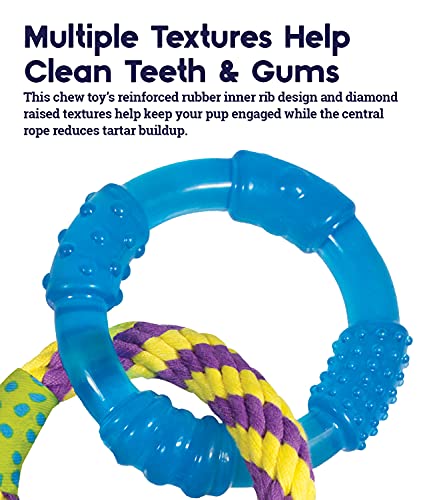 Petstages Dental Links Dog Chew Toy – Puppies & Adults, Strong Chewers, Multiple Textures & Rope, 8.5" x 4" x 1"