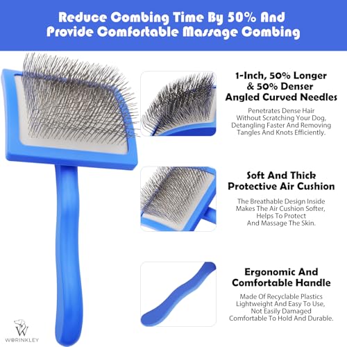 Worinkley Slicker Brush for Dogs, Professional Pet Doodle Grooming brushes for Goldendoodles, Labradoodles, Poodles - Long...