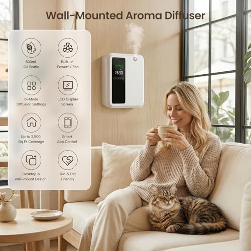 Waterless Essential Oil Diffuser for Large Room, 500ml Hotel Scent Diffuser, Cold Air Scent Machine, Covers Up to 3500 Sq ...