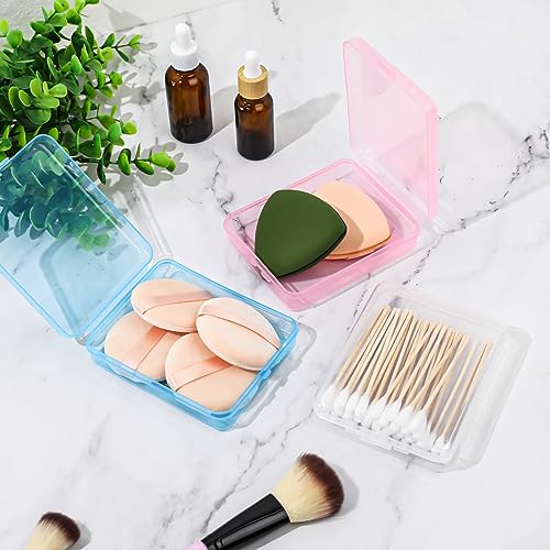 3-Piece Portable Travel Pad Holder - Bathroom Countertop Storage Organizer - Cotton Pad, Swab, Floss Dispenser (Blue, Pin...