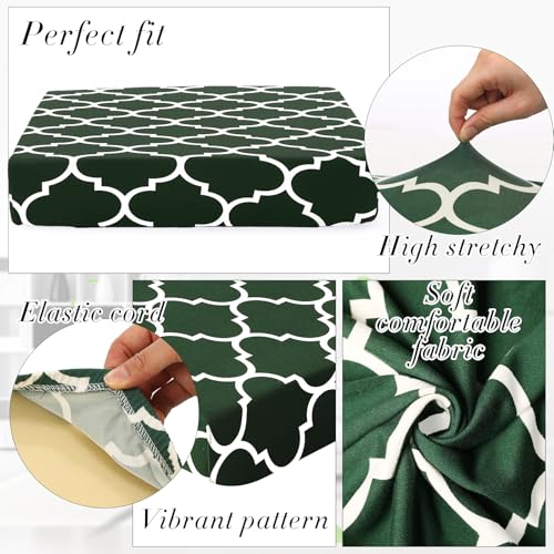 Newwiee 4 Pcs Waterproof Outdoor Cushion Covers for Patio Furniture Stretch Outdoor Couch Cushion Covers Replacement Moroc...