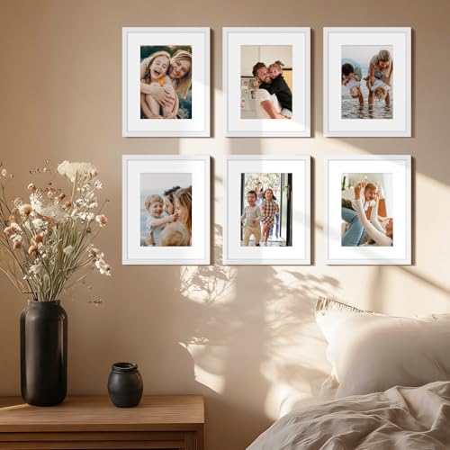 Fixwal 8x10 Picture Frame Set of 6, Gift for 2026 Graduation Father's Day, Thin Border and Light Weight Photo Frames for W...