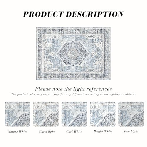 Domitapis Area Rug 5×7, Vintage Boho Rug,Ultra-Soft Low Pile, Washable, Non Slip,Stain Resistant Printed Carpet for Living...