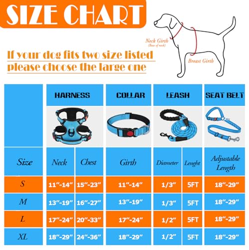 LOBEVE No Pull Dog Harness, Collar & Leash Set | Includes Dog Seat Belt, Collapsible Bowls & Poop Bag Dispenser. Ideal for...