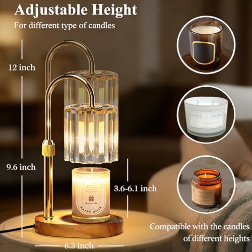 Lukasa Candle Warmer Lamp, with Timer Dimmer Adjustable Height, Home Decor, Room Decor, Wax Melt Warmer for Candles, Gifts...