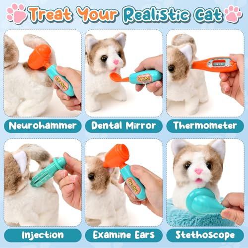 TUZT 17PCS Interactive Cat Toys for Kids, Toys for 3 4 5 6 7 8 Year Old Girls Kids Boys, Walking & Meowing Cat Toy with So...