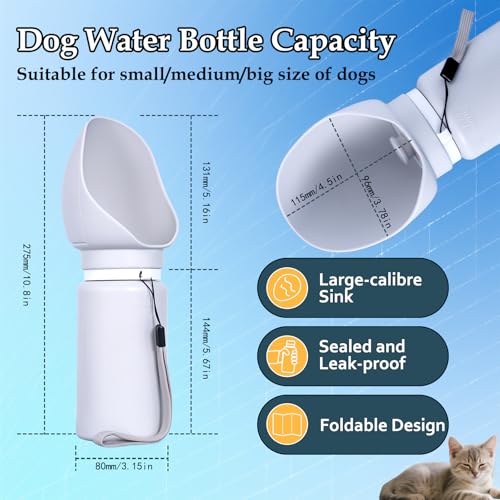 Dog Water Bottle, Silicone Foldable Bottle for Pets, Portable Pet Water Dispenser, Outdoor Travel Dog Drink, Walking Cat D...