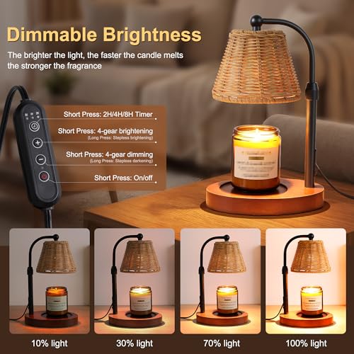 FancyPlus Candle Warmer Lamp with Timer Dimmer, Natural Weaving Boho Candle Lamp Birthday Gifts for Women, Mom, House Warm...