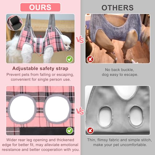 BEAUTYZOO Dog Grooming Hammock for Small Dogs Cat- Dog Sling for Nail Trimming/Clipping- Dog Hanging Harness Holder with T...