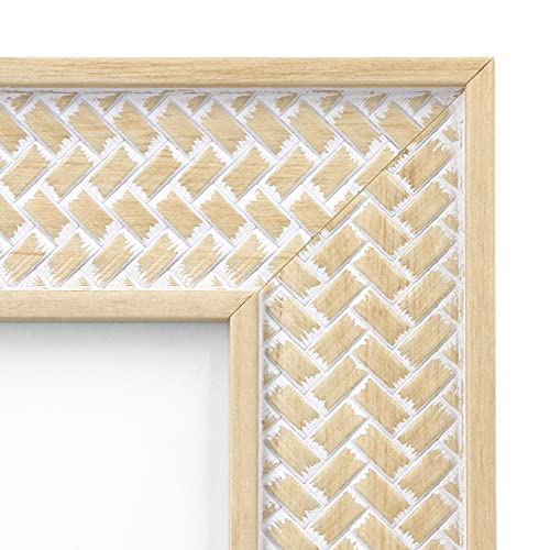 takfot 5x7 Boho Picture Frames 2 Pack Bohemian Rattan Decor Farmhouse Rustic Picture Frame Wood Photo Frames Living Room B...