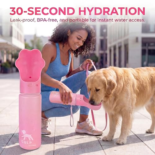 Duna Gulp 18oz Dog Travel Water Bottle with Paw-Shaped Bowl - Insulated Stainless Steel, Leakproof & Portable with Carry S...