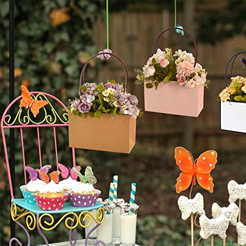 BEISHIDA Multi Flower Gift Bags for Bouquets,4PCS Rectangle Flower Bouquet Box with Handle for Bouquet Packaging Floral Wr...