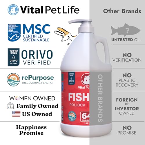 Fish Oil for Dogs - Healthy Skin & Coat, Salmon, Pollock, All Natural Supplement for Pets, Itching Scratching Allergy & In...