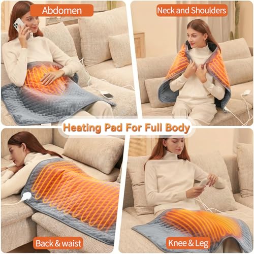 King Size Heating Pad for Back 32"x24" Extra Large Electric Heating Pad for Body Neck Shoulder Auto Shut Off Heat Pad Temp...