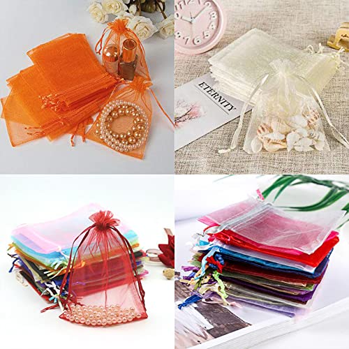 SAOYOAS 100Pcs 4x6 inch Organza Bags Bulk, Drawstring Organza Jewelry Pouches Wedding Party Christmas Favor Gift Bag, for ...