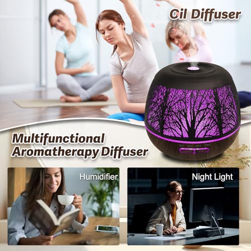 Roonbo Diffusers for Essential Oils Large Room 400ml,Essential Oil Diffuser for Home with R/C,Cool Mist Humidifiers for Be...