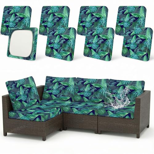 Joy Bubble 8 Pack Outdoor Cushion Covers Water Resistant High Stretch Fit Patio Cushion Covers 180g Couch Seat Slipcovers ...